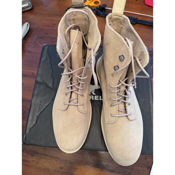 SOREL Lace-up Hi-line boots canoe tawny buff NEW Retail $185 - Size 10 NIB - Picture 4 of 15